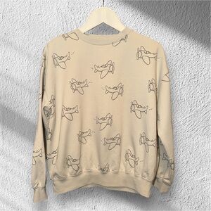 Rylee + Cru Airplane Pattern Crewneck Sweatshirt | 6-7 years